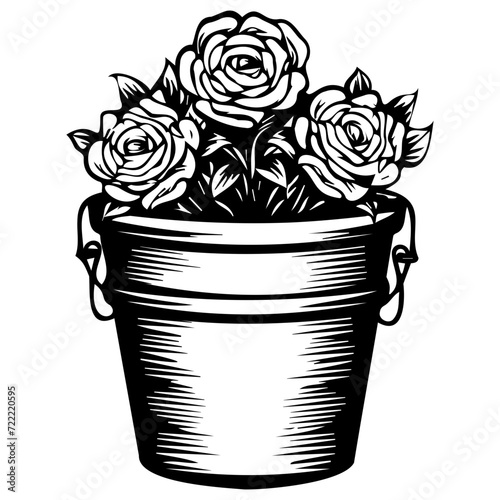 buckets holding flowers icon illustration, buckets holding flowers silhouette logo svg vector
