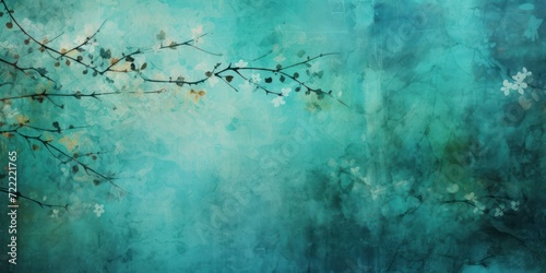 turquoise abstract floral background with natural grunge texture