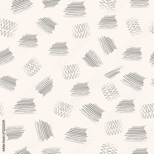 Abstract trendy creative universal seamless pattern. Hand drawn hatchings design, sketch,  artisan, organic, manual art, neutral palette. Vector illustration.