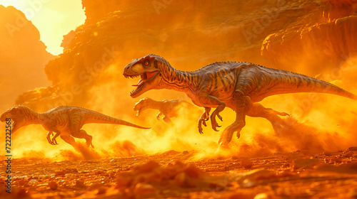 Dinosaur Dynasty. Velociraptors in Action © EwaStudio