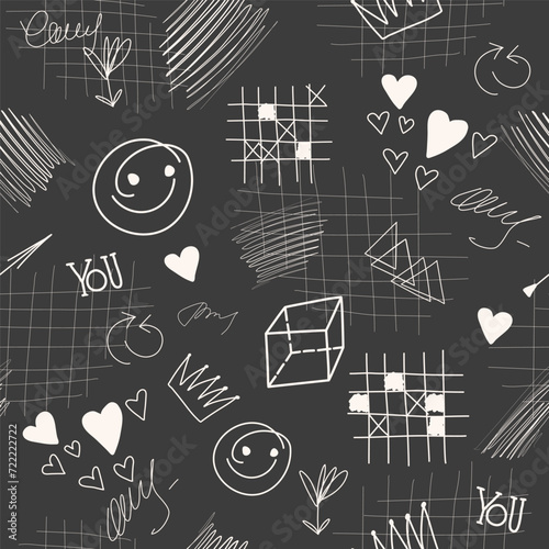 Abstract trendy creative universal seamless pattern. Hand drawn hatchings design, sketch,  artisan, organic, manual art, neutral palette. Vector illustration.