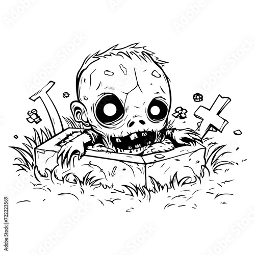 cute Zombie crawling out of a grave