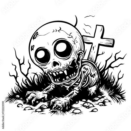 cute Zombie crawling out of a grave