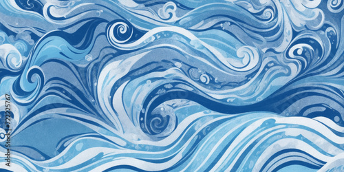 Sea water ocean wave vector background. Blue water ocean sea wave seamless background.