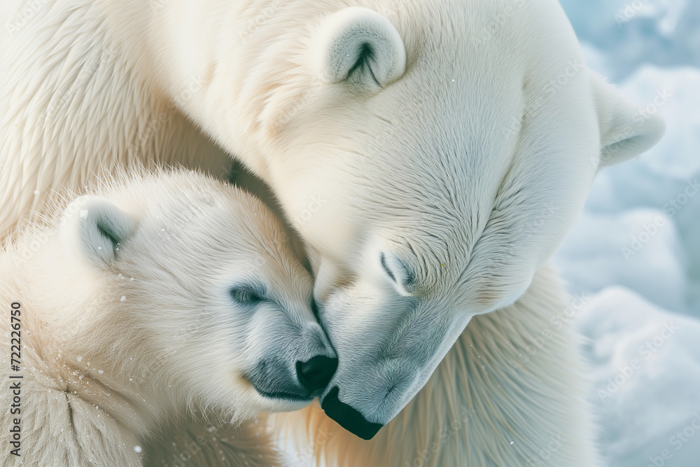 ender Moment Between Polar Bear and Cub in the Arctic Wilderness ender Moment Between Polar Bear and Cub in the Arctic Wilderness