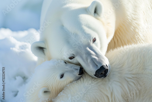 ender Moment Between Polar Bear and Cub in the Arctic Wilderness
