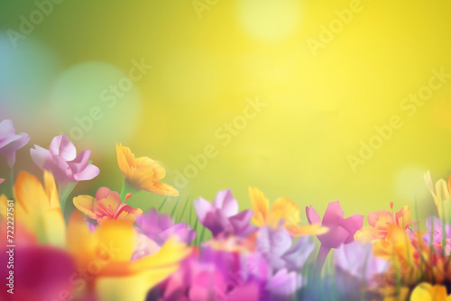 Spring background with saffron flowers