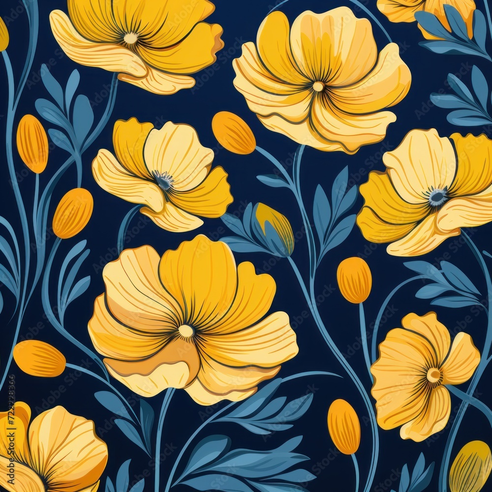 yellow flowers on a silver background
