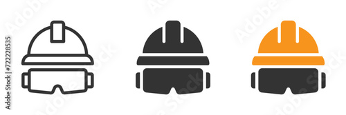 Protection glasses and hardhat icon. Vector illustration photo