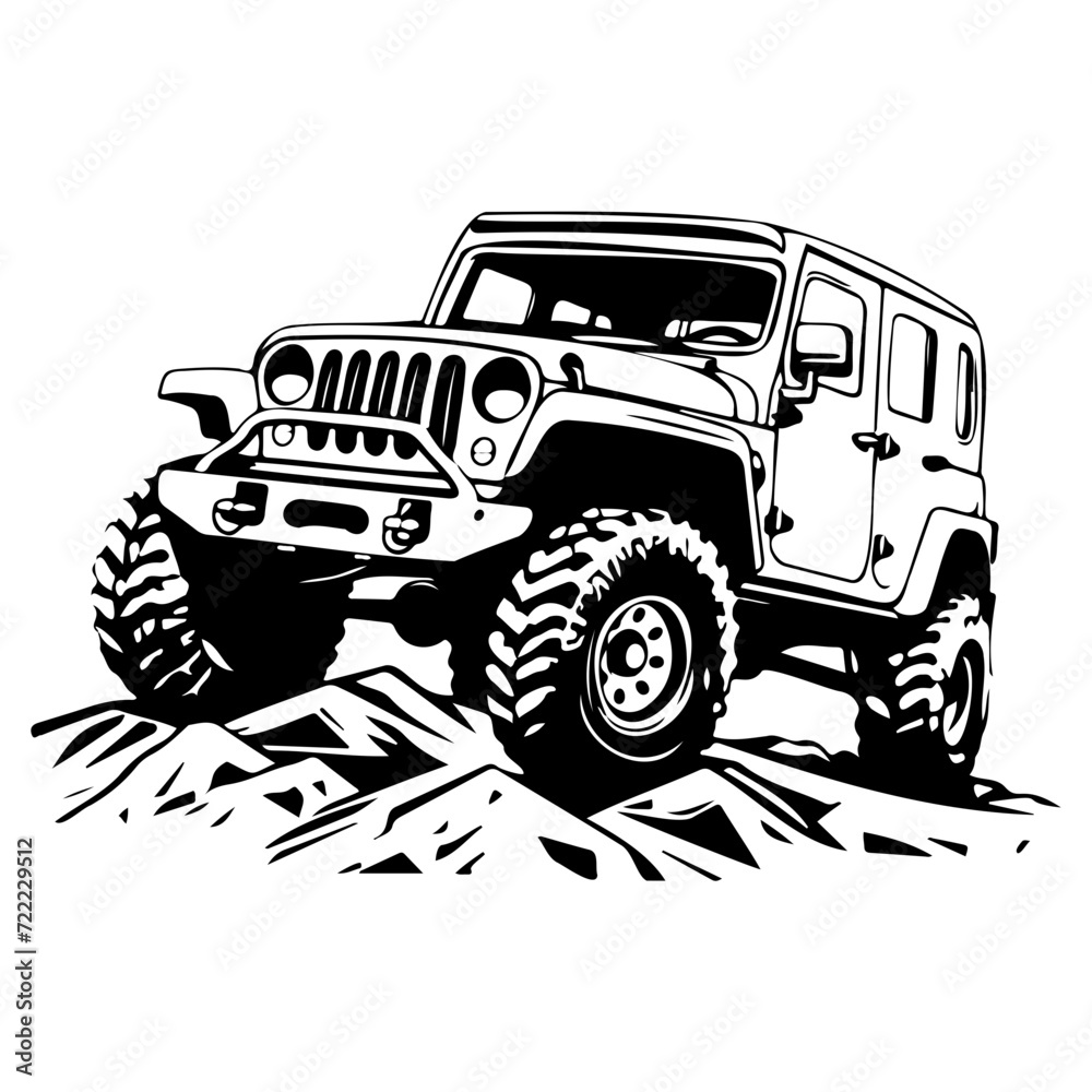 Off road car icon illustration, Off road car silhouette logo svg vector