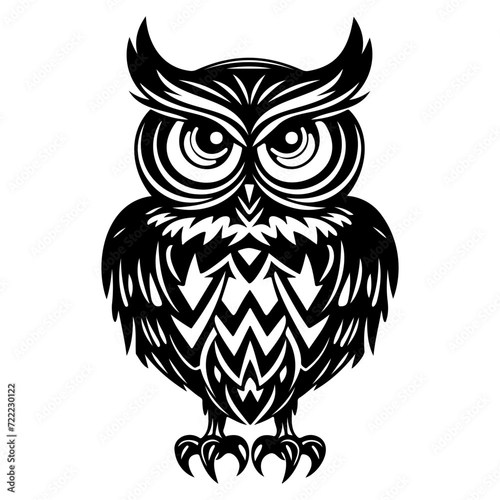 Fototapeta premium owl icon illustration, owl silhouette logo svg vector