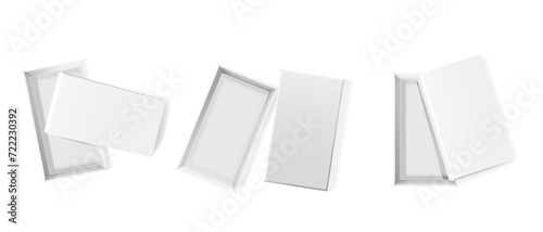 Top View Of An Open White Box Realistic 3d Mockup. Clean And Minimalistic. Angular Lines Showcase Simplicity