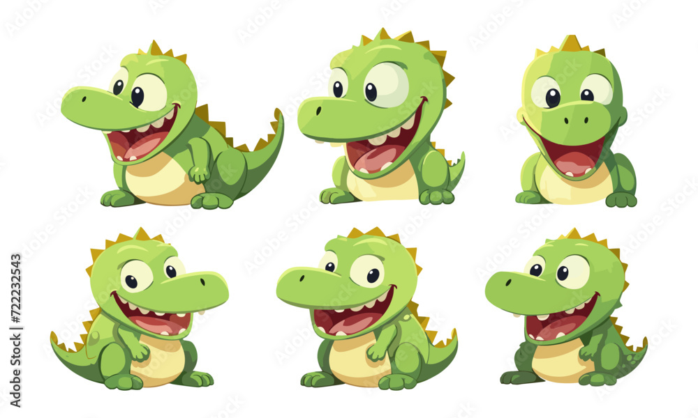 set of cartoon crocodile vector illustration