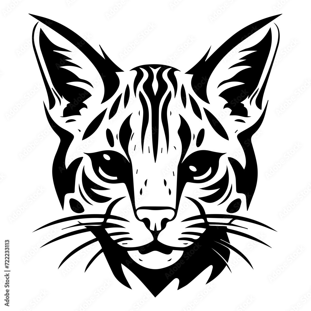 savannah cat head icon illustration, savannah cat head silhouette logo svg vector savannah cat head icon illustration, savannah cat head silhouette logo svg vector