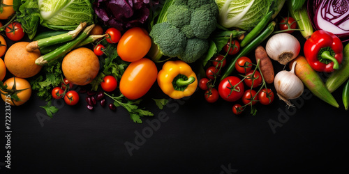 Fresh mix vegetables on dark background 