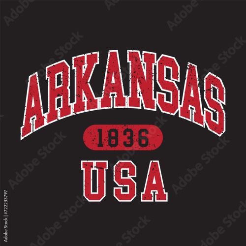 Arkansas text effect vector. Editable college t-shirt design printable text effect vector	 photo