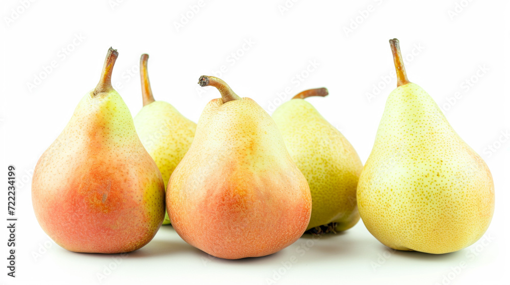 Isolated pears. One and a half green pear fruit isolated on white . Generative Ai Isolated pears. One and a half green pear fruit isolated on white . Generative Ai