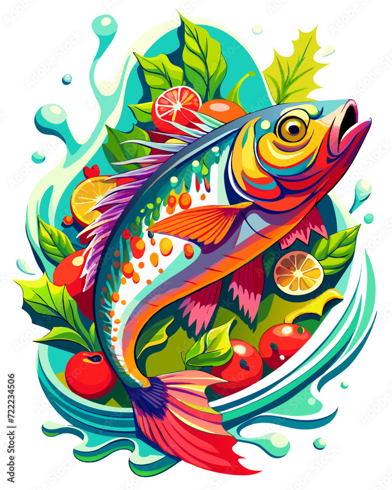 abstract floral background fish abstract floral background fish
