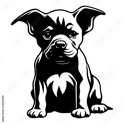 staffordshire bull terrier puppy icon illustration, staffordshire bull terrier puppy silhouette logo svg vector