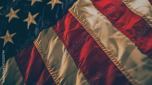 Obraz na płótnie Vintage American Flag Up Close Background Wallpaper, Generative AI w salonie