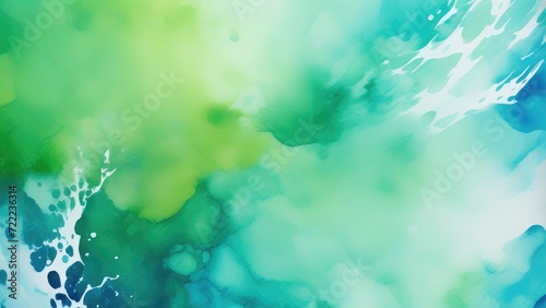Abstract watercolor paint background by teal color blue and green with liquid fluid texture for background, banner