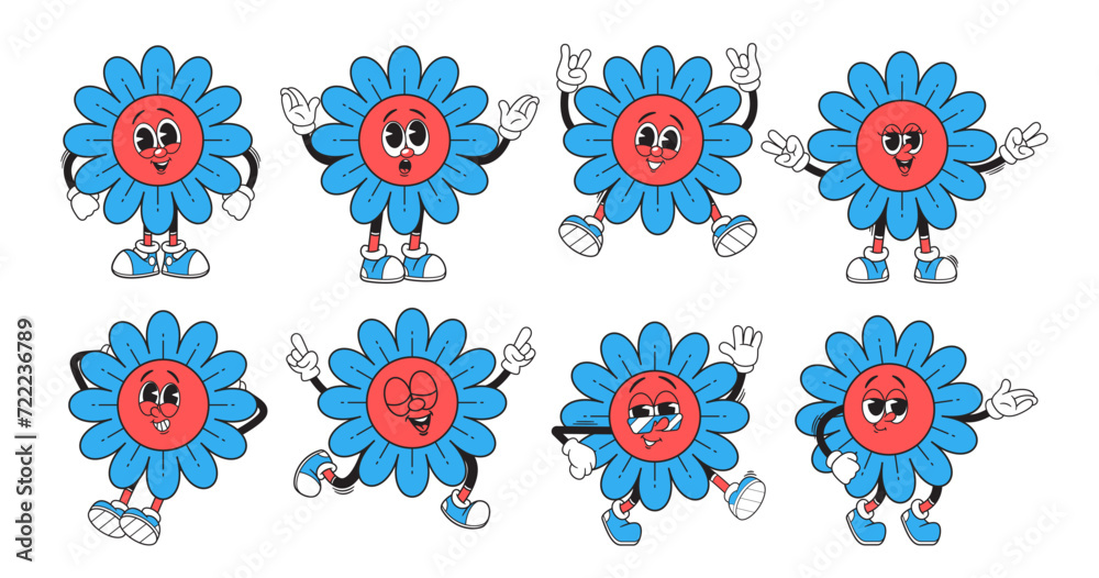 Groovy With Retro Flowers Emoji Express Flower Power, Spread Positivity And Funky Vibes. Cartoon Vibrant Bloom Emoticon Groovy With Retro Flowers Emoji Express Flower Power, Spread Positivity And Funky Vibes. Cartoon Vibrant Bloom Emoticon