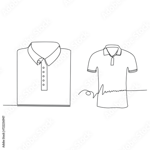 T shirt clothes continuous single line outline vector art drawing and simple one line shirt minimalist design
