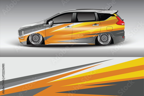 Fototapeta Naklejka Na Ścianę i Meble -  Car sticker design vector. Graphic abstract lines racing background kit design for wrap