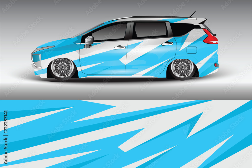 Car sticker design vector. Graphic abstract lines racing background kit design for wrap