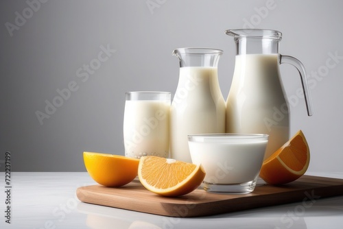 jug of milk and lemon