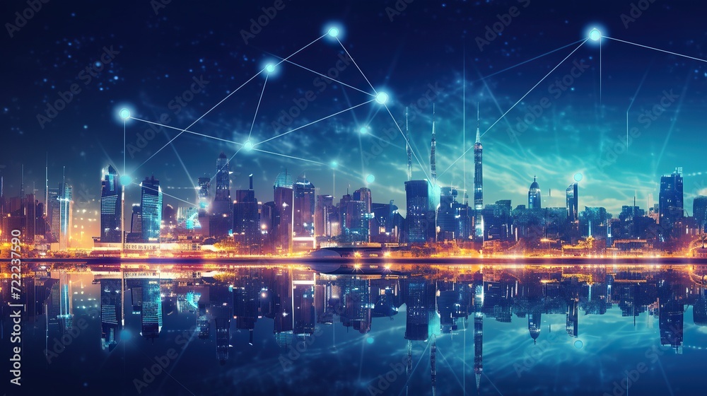 Smart city and wireless communication network concept Smart city and wireless communication network concept