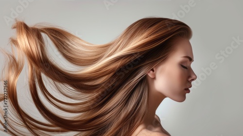women with long, flowing hair. Perfect For Hair Product Advertisements photo