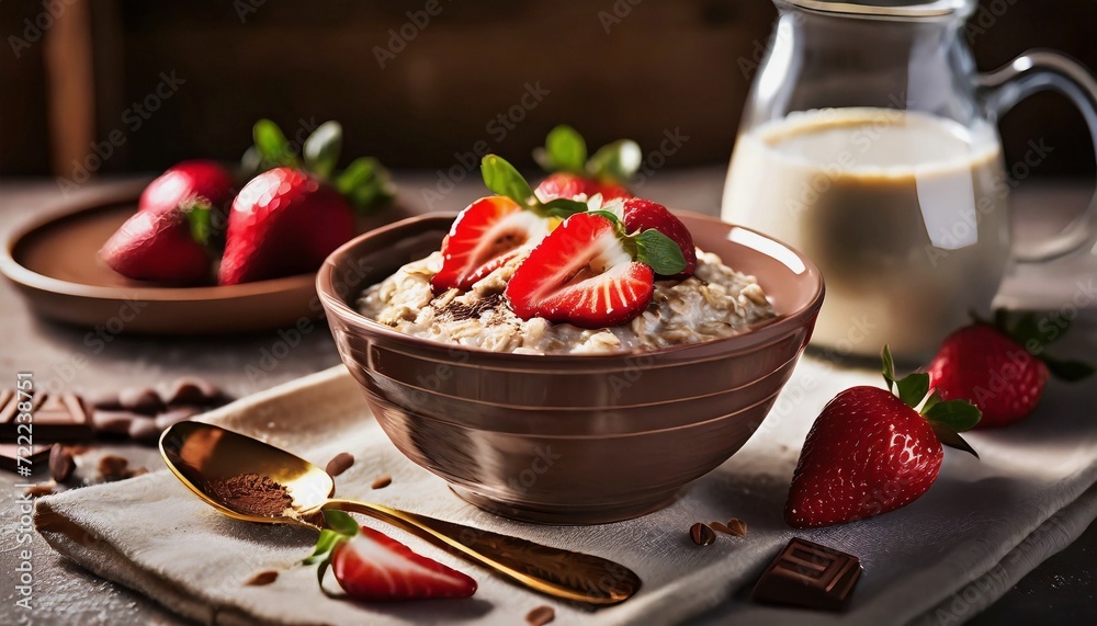 chocolate oatmeal with strawberries chocolate oatmeal with strawberries