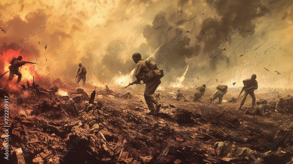 Army Soldiers in Battle, Generative AI