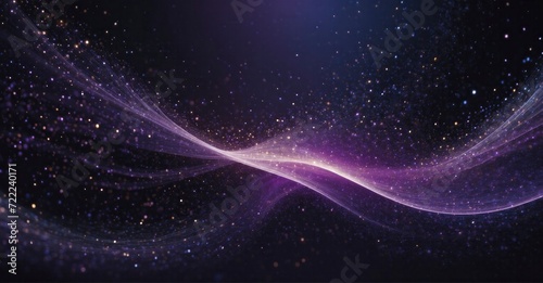 A digital masterpiece takes shape with a glowing purple particle wave and an intricate dance of light, crafting an abstract backdrop that gleams with the brilliance of sparkling stars and dots