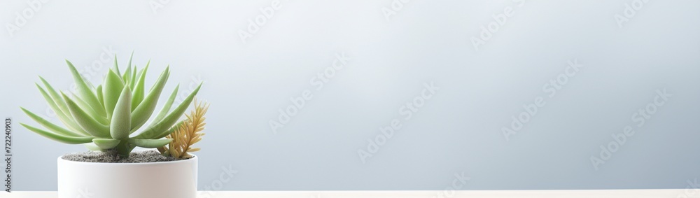 Obraz premium A top-down view of a minimalist workspace with a succulent, providing a clean and modern copy space.