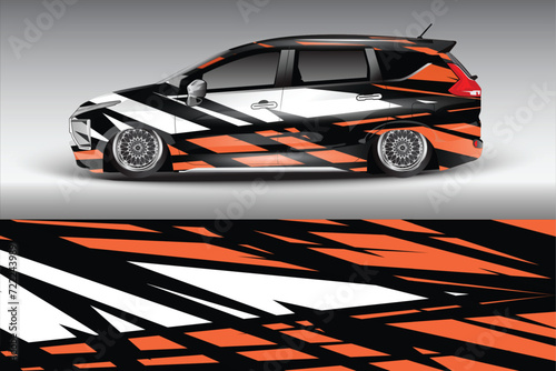 Car sticker design vector. Graphic abstract lines racing background kit design for wrap
