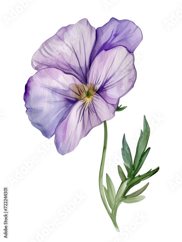 Violet wildflower watercolor. Watercolour flower isolated on white background