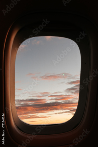 sunset from airplane window