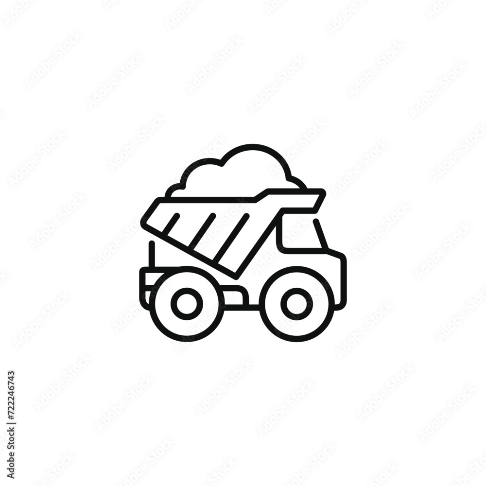 Dump truck line icon isolated on transparent background Dump truck line icon isolated on transparent background