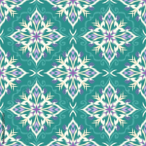 Ethnic ikat seamless pattern traditional design illustration for background carpet clothing and home decoration 