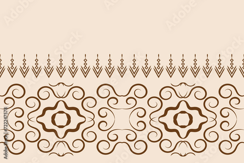 Traditional ethnic ikat fabric pattern motifs geometric style.African ikat embroidery Ethnic oriental pattern brown cream background. Abstract,vector,illustration.Texture,frame,decoration,wallpaper.