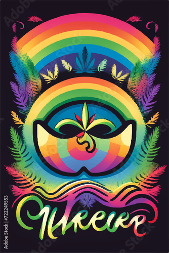 Hippie Art Poster Design: Vibrant Psychedelic Music Festival Cover