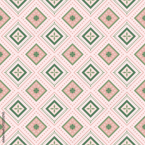 Pink Valentine geometric Aztec style. Mosaic on the tile. African Moroccan pattern. Ethnic carpet. Majolica. Pink Valentine Tribal vector ornament. Pillow case textile. native design. ethnic pattern.