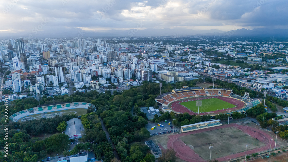 Vista aérea del Centro Olímpico Juan Pablo Duarte, Santo Domingo, República Dominicana. 