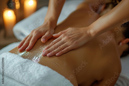 Wallpaper Mural Top view of a masseuse's hands pressing on a woman's back. Torontodigital.ca