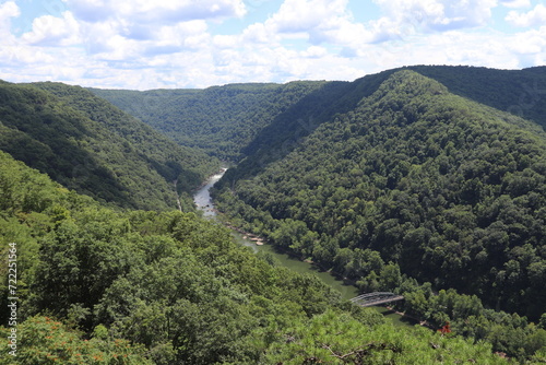 Landscape in the mountains near the New River Gorge National Park and Preserve bridge. Victor, West Virginia.