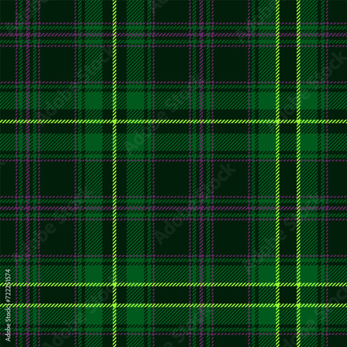 Scottish plaid seamless pattern with vivid green and purple