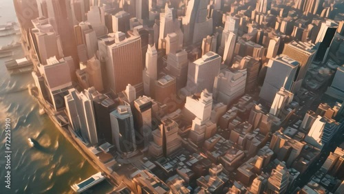 modern urban city from above. 4k video animation photo
