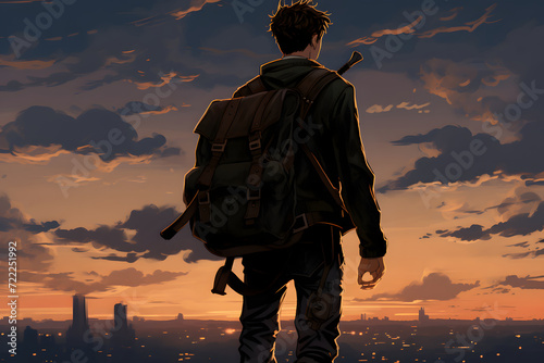 Traveler on the background ...